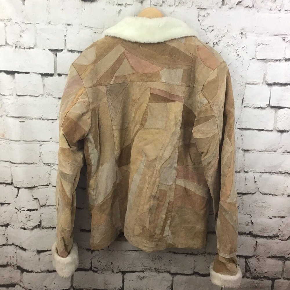 Vtg 70's Jacket Leather Suede Patchwork Womens Sz… - image 4